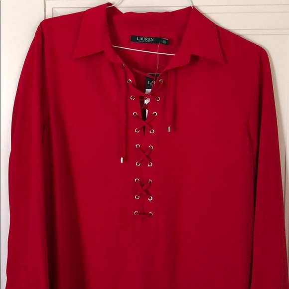 Ralph Lauren women’s lace crêpe tunic blouse - Picture 2 of 5